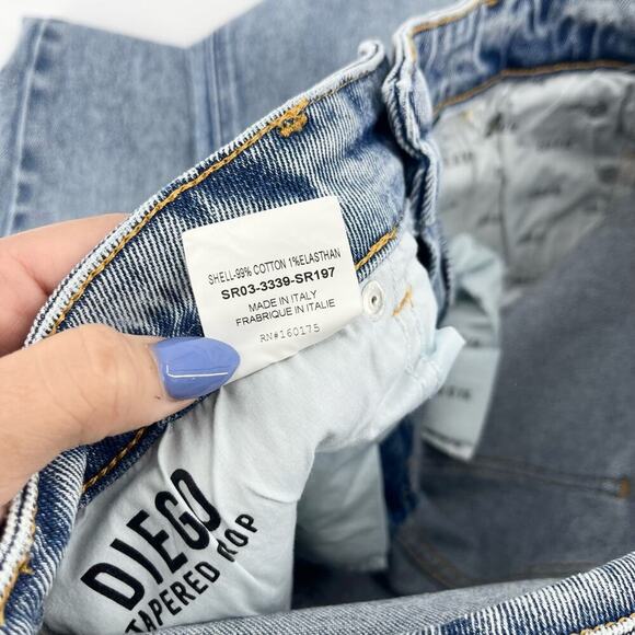 RETROFETE SER.O.YA Diego Tapered Cropped Men’s Jeans Arlo Blue Size 30x27 NEW - Picture 10 of 12